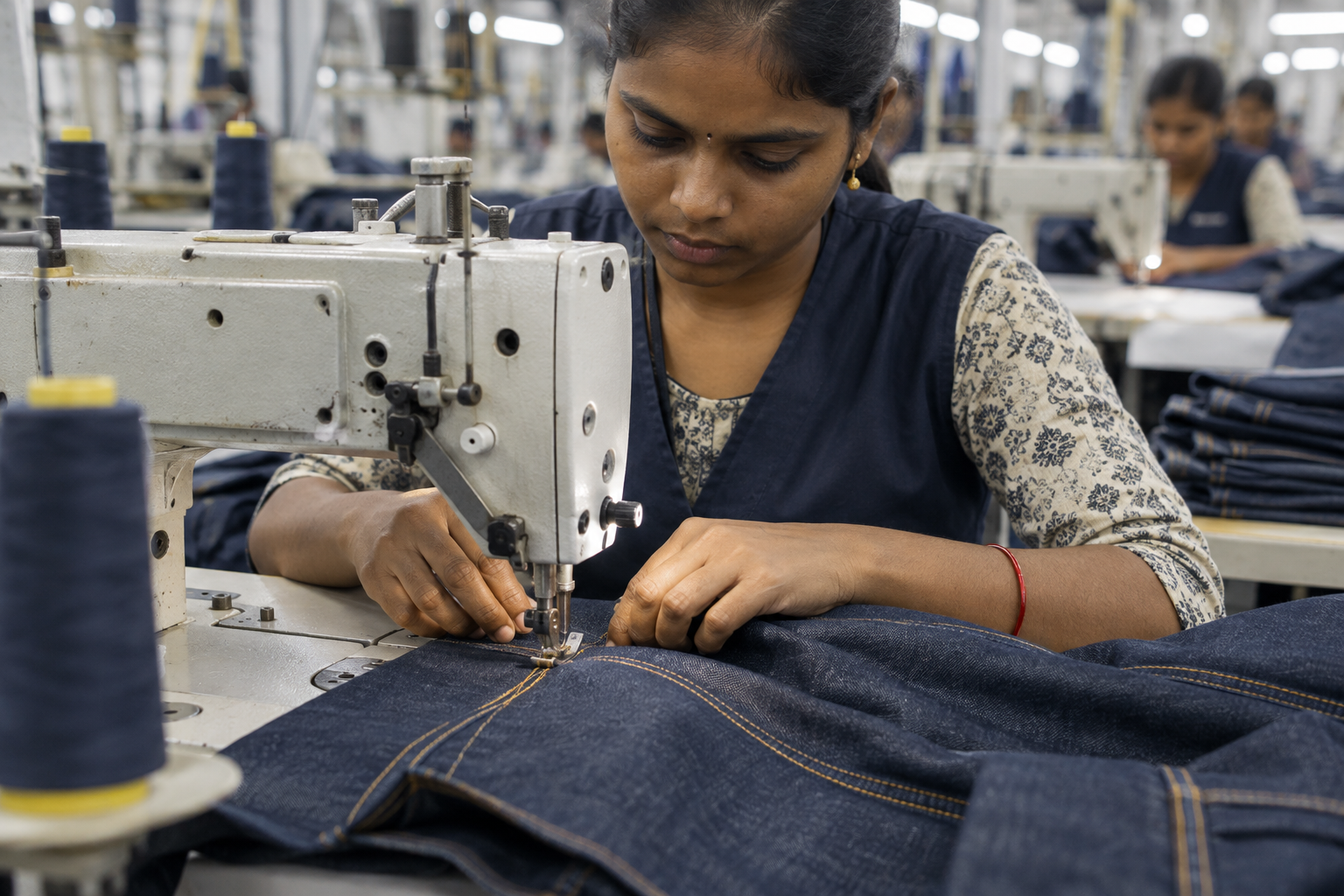 Denim sewing line
